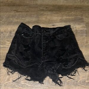 Black Distressed Women's Shorts